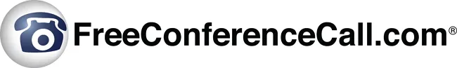 FreeConferenceCall.com logo featuring a blue telephone inside a silver circular icon.