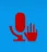 Microphone icon in red with a stand and sound waves on a blue background.