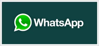 WhatsApp logo with a green speech bubble containing a white telephone symbol beside white “WhatsApp” text on a dark teal background.