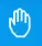 White raised hand icon centered on a bright blue square background.