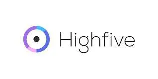 Highfive logo with a multicolored circular icon and black wordmark on a white background.
