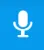 White microphone icon centered on a solid blue square background.
