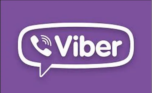 Viber logo with a white telephone handset and speech bubble outline on a purple background.