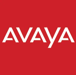 Avaya logo in white on a solid red background.