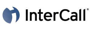 InterCall logo features a blue abstract emblem beside the company name in black lettering.