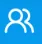 White outline of two people appears on a solid blue square.