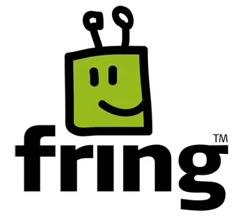 Logo features a smiling green square character with antennae above the black “fring” wordmark and trademark symbol.