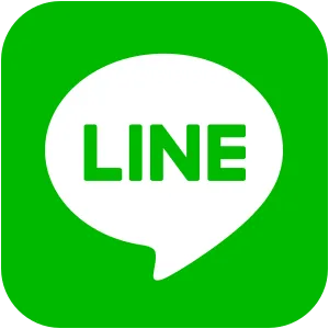 Green square icon with a white speech bubble containing the word “LINE” in green letters.