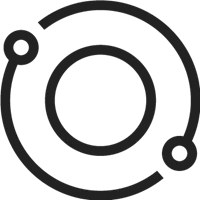 A pixelated black ring surrounds a white circular center on a plain white background.