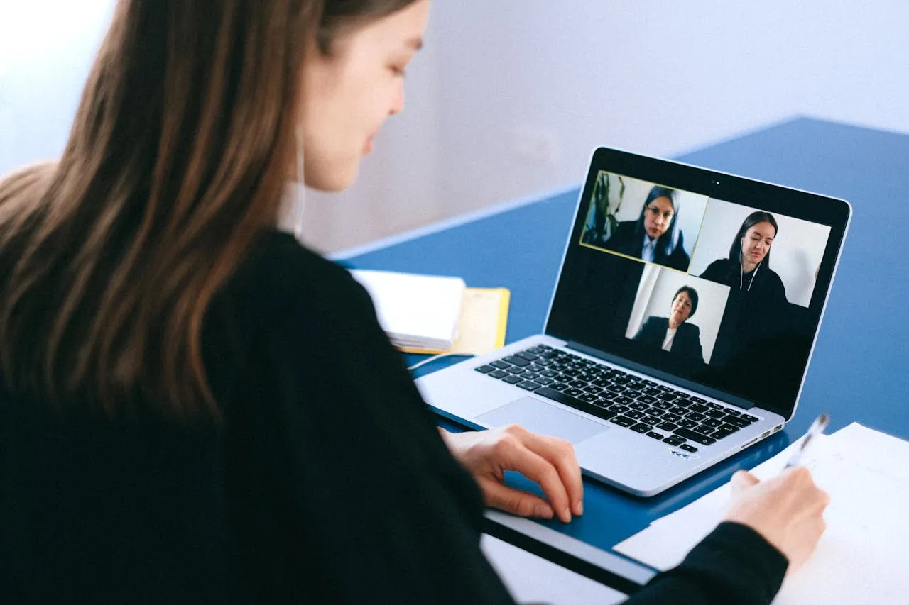 A remote team on a video conference call