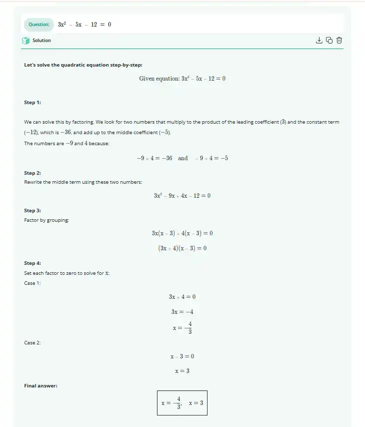 Example of an AI Math Solver