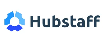Hubstaff logo with a blue abstract person icon beside the company name in dark lettering.